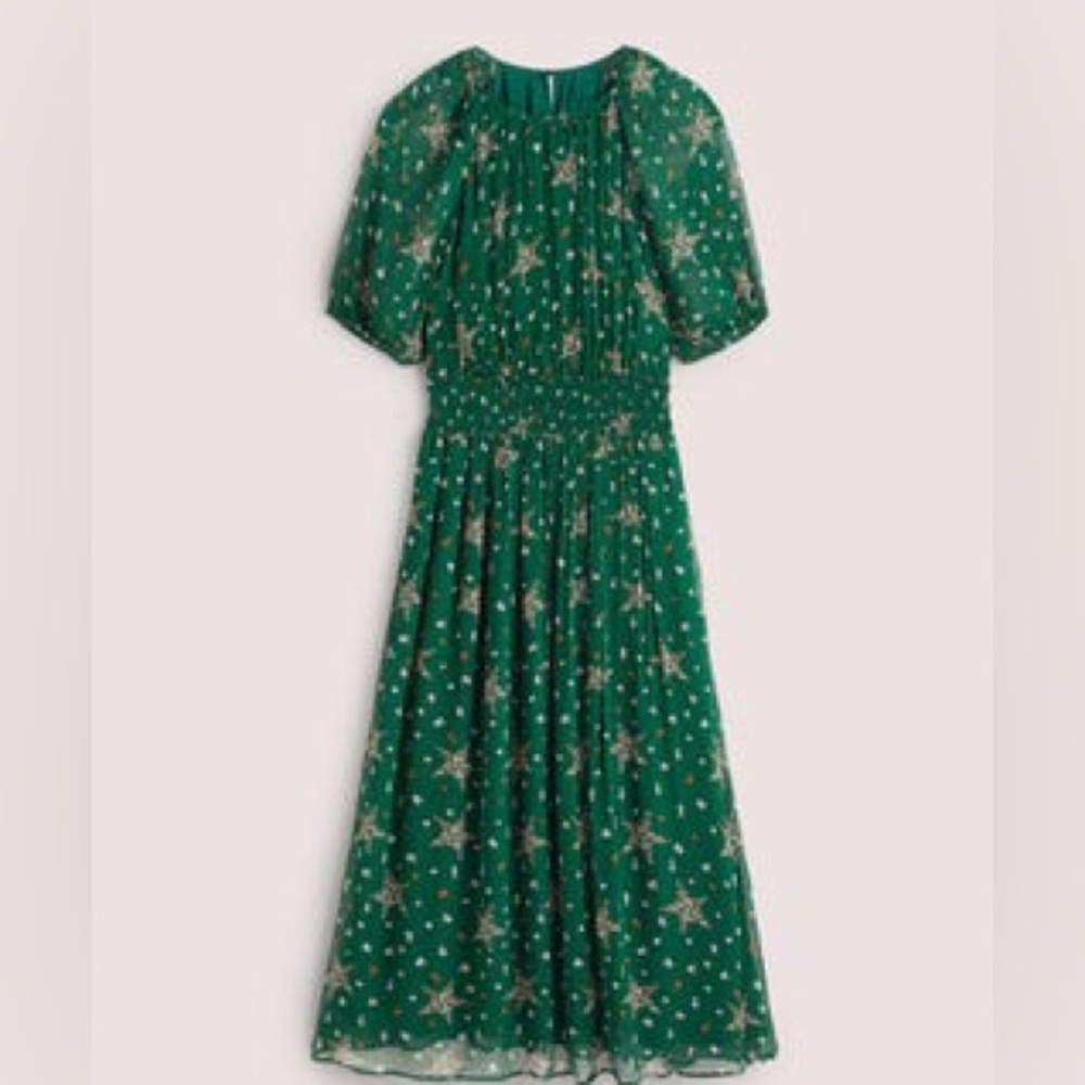 Boden Green Star Smocked waist dress Dress medium
maxi 38” bust